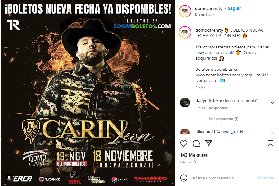 Carin León anunció sus conciertos en Domo Care en Monterrey. Arre