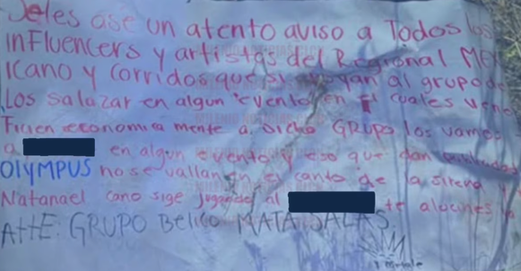 Natanael Cano aparece en narcomanta hallada en Hermosillo; lanzan amenaza contra artistas